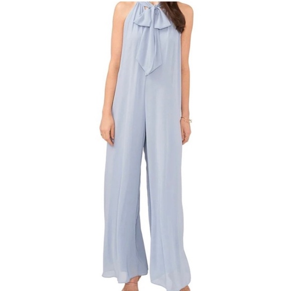 1. STATE Sleeveless Wide Leg Flowy Jumpsuit High Neck Light Blue SZ S - Picture 1 of 16